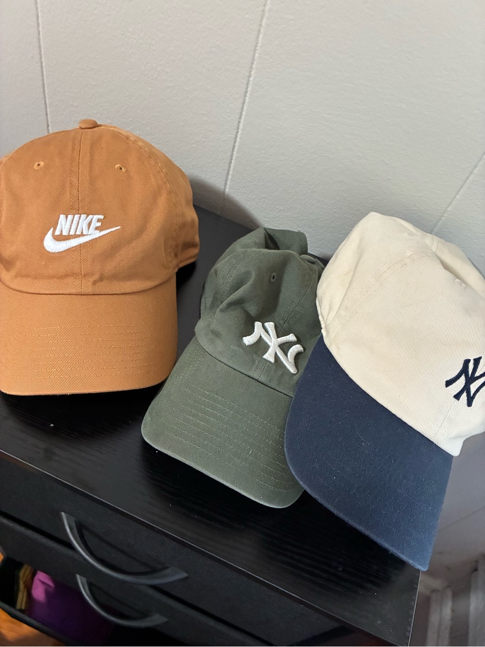 Nike + NY (3 hats)Tan Embroidered Swoosh Cap